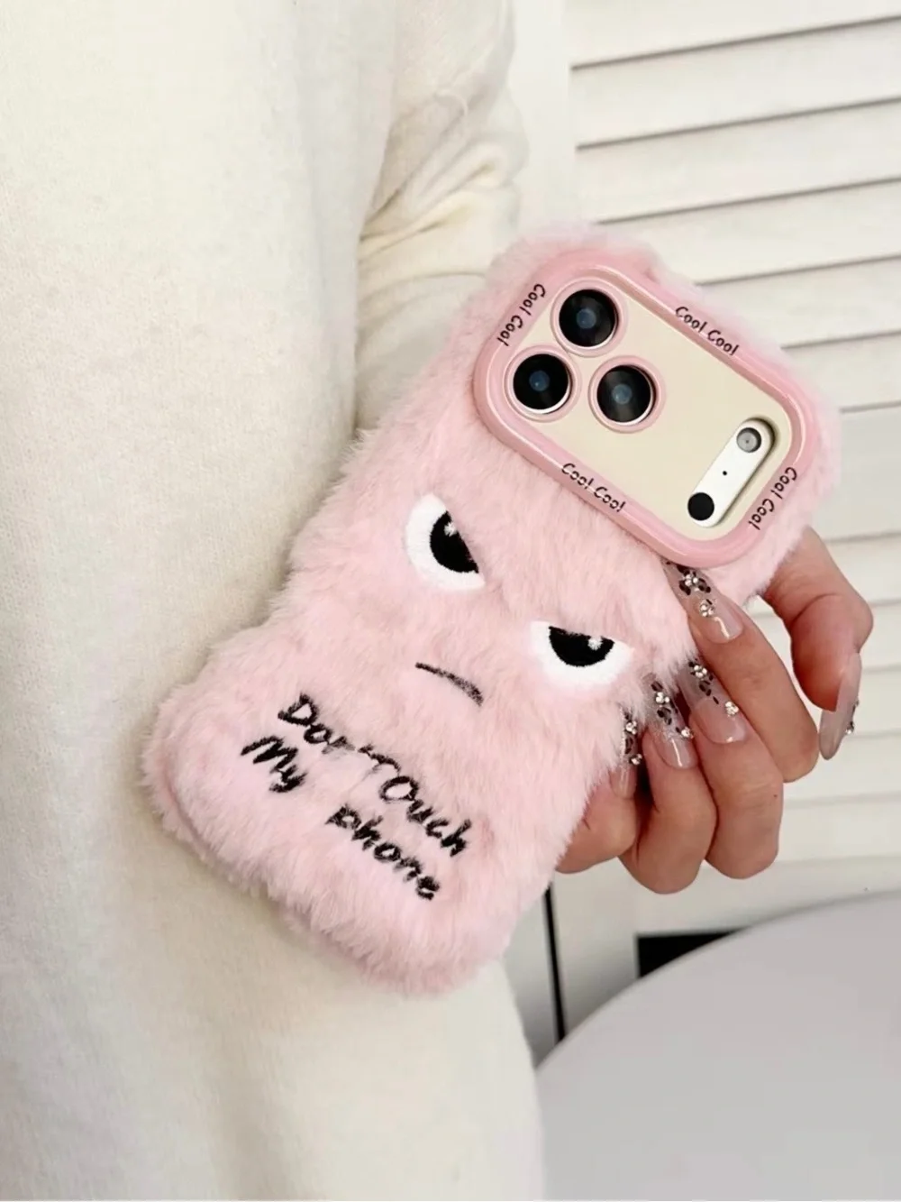 Pink Fuzzy iPhone 17 Pro Max Case | Cute Plush Girly Kawaii Case